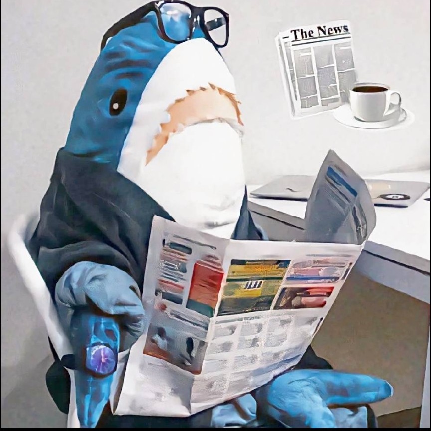 绿豆鲨看报纸